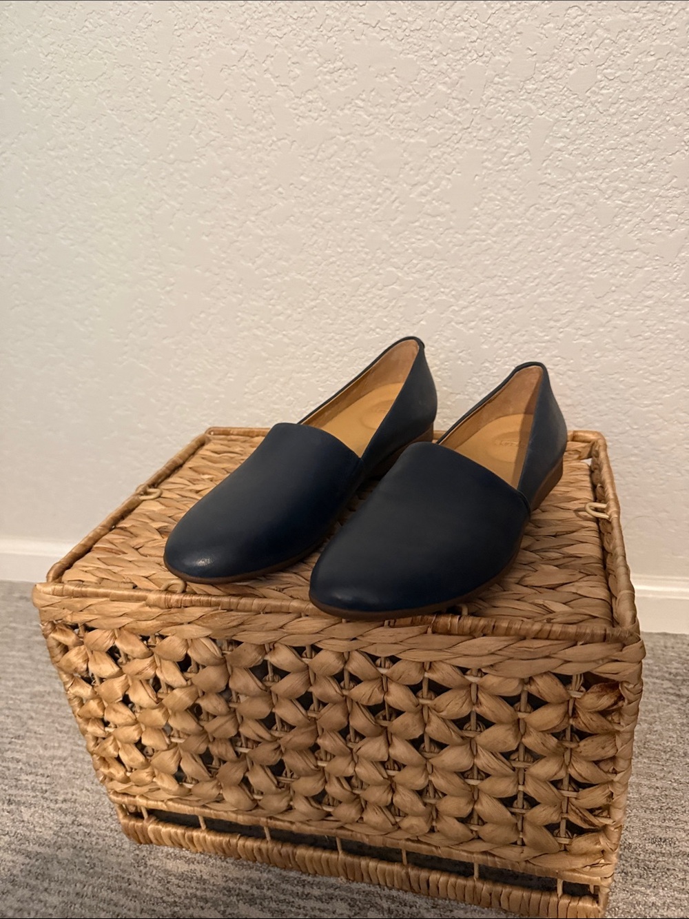 Dansko Navy Slip-On Leather Flats (never worn!)